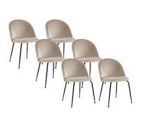 Vente-unique-Juego de 6 sillas Melbourne - Terciopelo y Metal Negro Mate - Beige