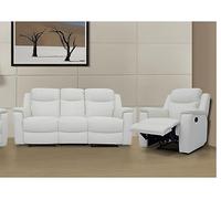 Vente-unique Juego de Cuero Relax 3+1 - Marfil-Blanco - Evasion