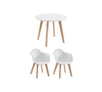 Vente-unique - Juego de Mesa Infantil LOULOUNE + 2 sillas POUPINETTE - Blanco