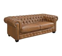 Vente-unique Linea Sofa Sofá Chesterfield de 3 plazas Brenton 100% Piel de b˙falo - Caramelo Vintage