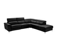 Vente-unique Linea Sofa Sofá rinconero Relax elÈctrico SITIA - De Piel - Negro - ¡ngulo Derecho