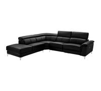 Vente-unique Linea Sofa Sofá rinconero Relax elÈctrico SITIA - De Piel - Negro - ¡ngulo Izquierdo