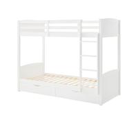 Vente-unique-Litera 2 x 90 x 200 cm - 2 cajones - Pino y MDF - Blanco - LIMODARA