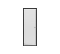 Vente-unique LOXTON - Bloque de puerta reversible de aluminio y vidrio templado esmerilado, 204 x 73 cm, color negro