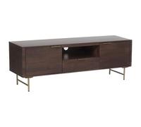 Vente-unique - Mueble bajo de TV Sordana - L 160cm x A 40cm x H 55cm - Mango - Color Natural Oscuro, Dorado