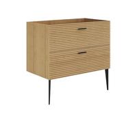 Vente-unique-Mueble bajo Lavabo Estriado con pies - 2 cajones - Natural Claro - 80 cm - SARONE