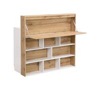 Vente-unique-Mueble Bar con 2 Puertas y 1 cajÛn de MDF - Blanco y Natural - LAMONIA