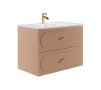 Vente-unique-Mueble de baño suspendido con Lavabo Empotrado - Rosa Antiguo - 80 cm - SATOBAL