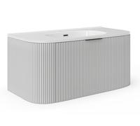 Vente-unique-Mueble de baÒo Flotante con Lavabo Empotrado - Blanco Mate - 100 cm - LOMERI
