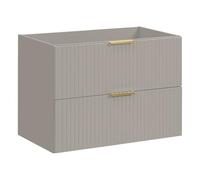 Vente-unique-Mueble Flotante bajo Lavabo Rayado - Beige - L80 cm - ZEVARA