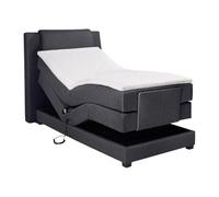 Vente-unique-Pack boxspring cabecero + somieres articulados eléctricos + colchones + cubrecolchón Castel de Palacio - 100x200cm - Tela Antracita