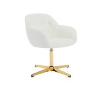 Vente-unique Pascal MORABITO - Silla de Oficina de Tela boucele - Blanco y Dorado - LANCIEGA de Pascal Morabito