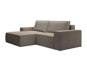 Vente-unique-Pequeño sofá rinconera Izquierda de Pana Color Taupe Amelia