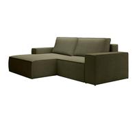 Vente-unique-PequeÒo Sofá Cama rinconera Izquierda de Pana Verde Caqui Amelia