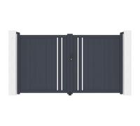 Vente-unique - Puerta batiente eléctrica de aluminio semicalada, 309 x 181 cm, antracita - TOROMA