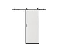Vente-unique -Puerta corredera con riel - Aluminio y cristal de seguridad mate - 205 x 93 cm - LINCI II