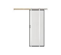 Vente-unique - Puerta corredera con sistema empotrable H205 x L63 cm Aluminio y Vidrio templado esmerilado - LINCI II