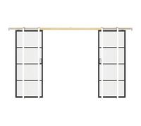 Vente-unique - Puerta corredera doble con sistema de galandage - Aluminio y cristal de seguridad transparente - 2 x 205 cm x 93 cm - SINCA II
