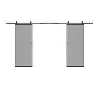 Vente-unique-Puerta corredera doble vista - aluminio y vidrio templado ahumado - 2 x Alt. 205 x L93 cm - LINCI II