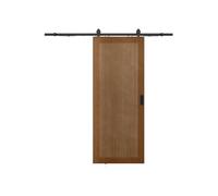 Vente-unique-Puerta corredera empotrable de MDF y madera natural oscura - H205 x L83 cm - SANDORA