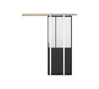 Vente-unique-Puerta corredera estilo taller empotrada - Negro y cristal templado mate - Alt. 205 x Ancho 93 cm - ARTISTO II