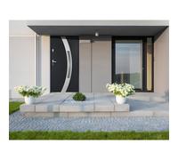 Vente-unique - Puerta de entrada de acero acristalada con inox Alt. 207 x Ancho 100 cm antracita - se abre hacia la derecha TROFA Gray