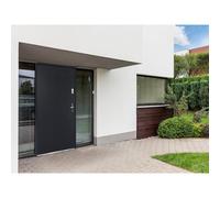 Vente-unique - Puerta de entrada de acero Alt. 207 x Ancho 100 cm antracita - se abre hacia la izquierda AGUEDA Gray