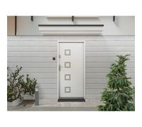 Vente-unique - Puerta de entrada de acero y acero inoxidable Alt. 207 x Ancho 100 cm blanco - con apertura hacia la derecha - TIFANA White