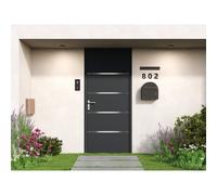 Vente-unique - Puerta de entrada de aluminio Alt. 218 x L96 cm antracita - apertura derecha - ISALINA Gray