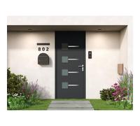 Vente-unique - Puerta de entrada de aluminio Alt. 218 x L96 cm antracita - apertura izquierda - AMARES Gray