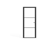 Vente-unique - Puerta reversible de aluminio y vidrio templado - Alt. 204 x Ancho 93 cm - MASERU