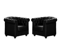 Vente-unique - Set Van 2 fauteuils Chesterfield Van kunstleer - Zwart