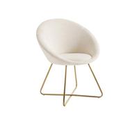 Vente-unique - Silla de Tela rizada y Metal Dorado - Blanco - BURBAN