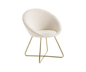 Vente-unique - Silla de Tela rizada y Metal Dorado - Blanco - BURBAN