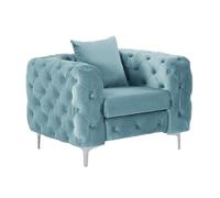 Vente-unique-Sillón chéster de Terciopelo Azul Claro Edwina