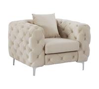 Vente-unique-Sillón chéster de Terciopelo Beige Edwina