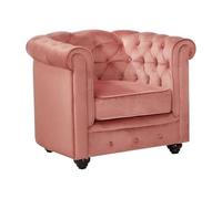 Vente-unique - Sillón clásico 1 Plaza Chesterfield - Terciopelo - Rosa Palo