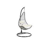 Vente-unique Sillón Colgante de Resina Trenzada Antracita y Cojines Beige - OROSI