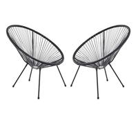 Vente-unique - Sillón de jardín 2 plazas Alios - Resina - Negro