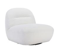 Vente-unique - Sillón Giratorio de Terciopelo Blanco POZETI | Función giratoria para mayor flexibilidad | Terciopelo | Sillón giratorio