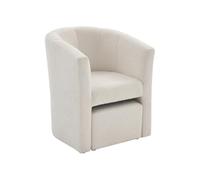 Vente-unique - Sillón y puf de Tela de Rizo Blanco Jovana | Suavidad del tejido de rizo | Diseño especialmente acogedor