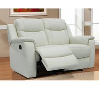 Vente-unique - Sofá 2 plazas relax EVASION de piel - Blanco márfil White