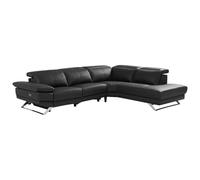 Vente-unique - Sof· de Relax elÈctrico con Esquina Derecha de Piel de novilla Negra Puno II