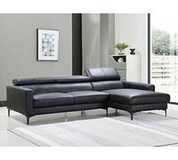 Vente-unique Sof· esquinero de Piel de Buffle Florence ñ Color Negro ñ ¡ngulo Recto