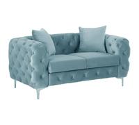 Vente-unique-Sofá 2 plazas chéster de Terciopelo Azul Pastel Edwina