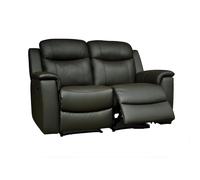 Vente-unique - Sofá 2 plazas relax EVASION de piel - Negro Black