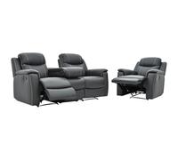 Vente-unique-Sofá 3+1 plazas Relax Evasion de Piel - Gris