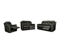 Vente-unique-Sofá 3+2+1 plazas Relax Evasion de Piel - Negro