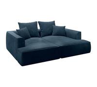 Vente-unique-Sofá 3 plazas Confort Asiento Profundo de Pana Azul PINETA