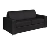 Vente-unique-Sofá 3 plazas rápido en Cuero de búfalo Negro - Cama de 140 cm - Colchón de 14 cm CALITO